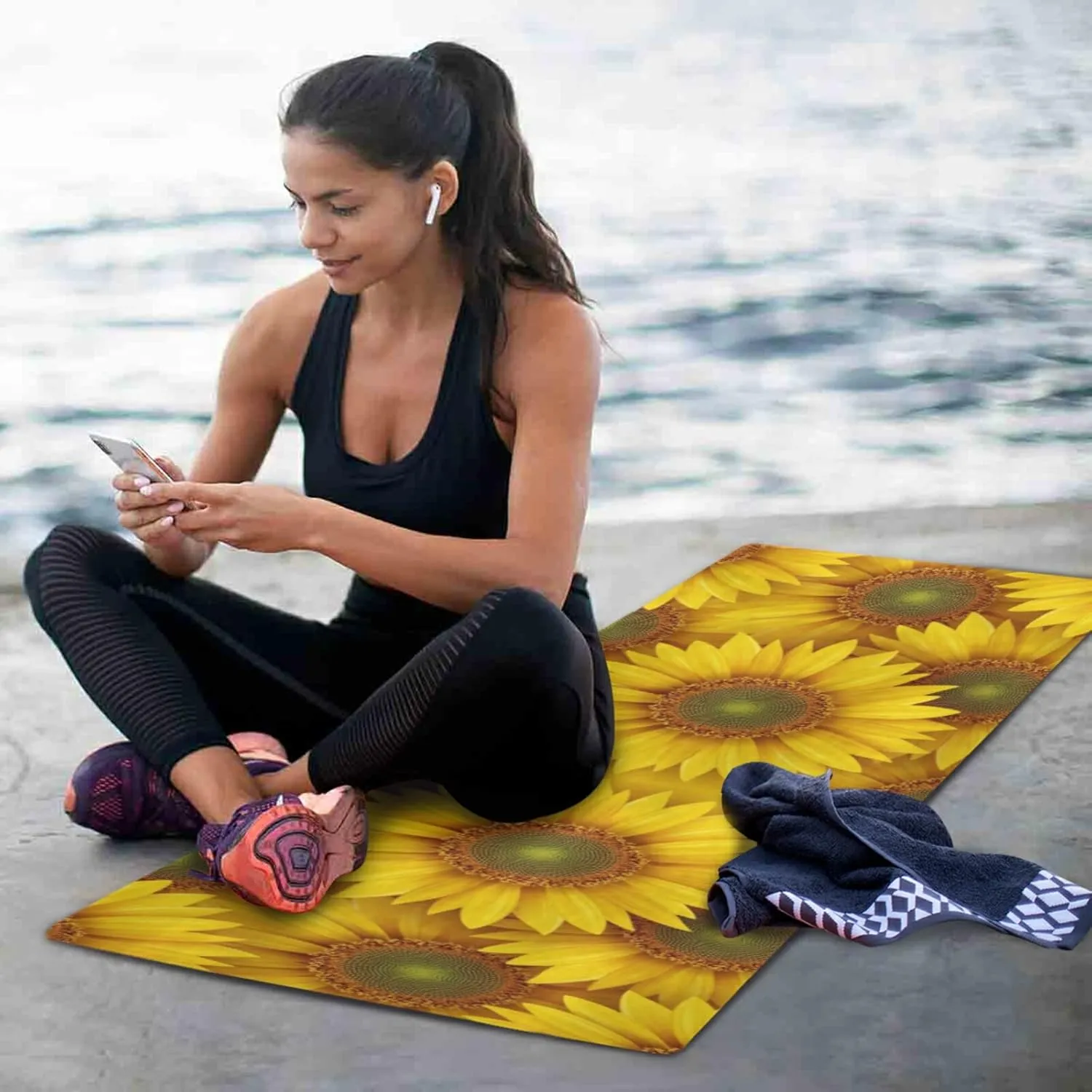 Yoga Mat Non Slip Rubber Fitness Safe Exercise Mat with Bag Durable Folding Workout Mat for Pilates and Floor Exercises