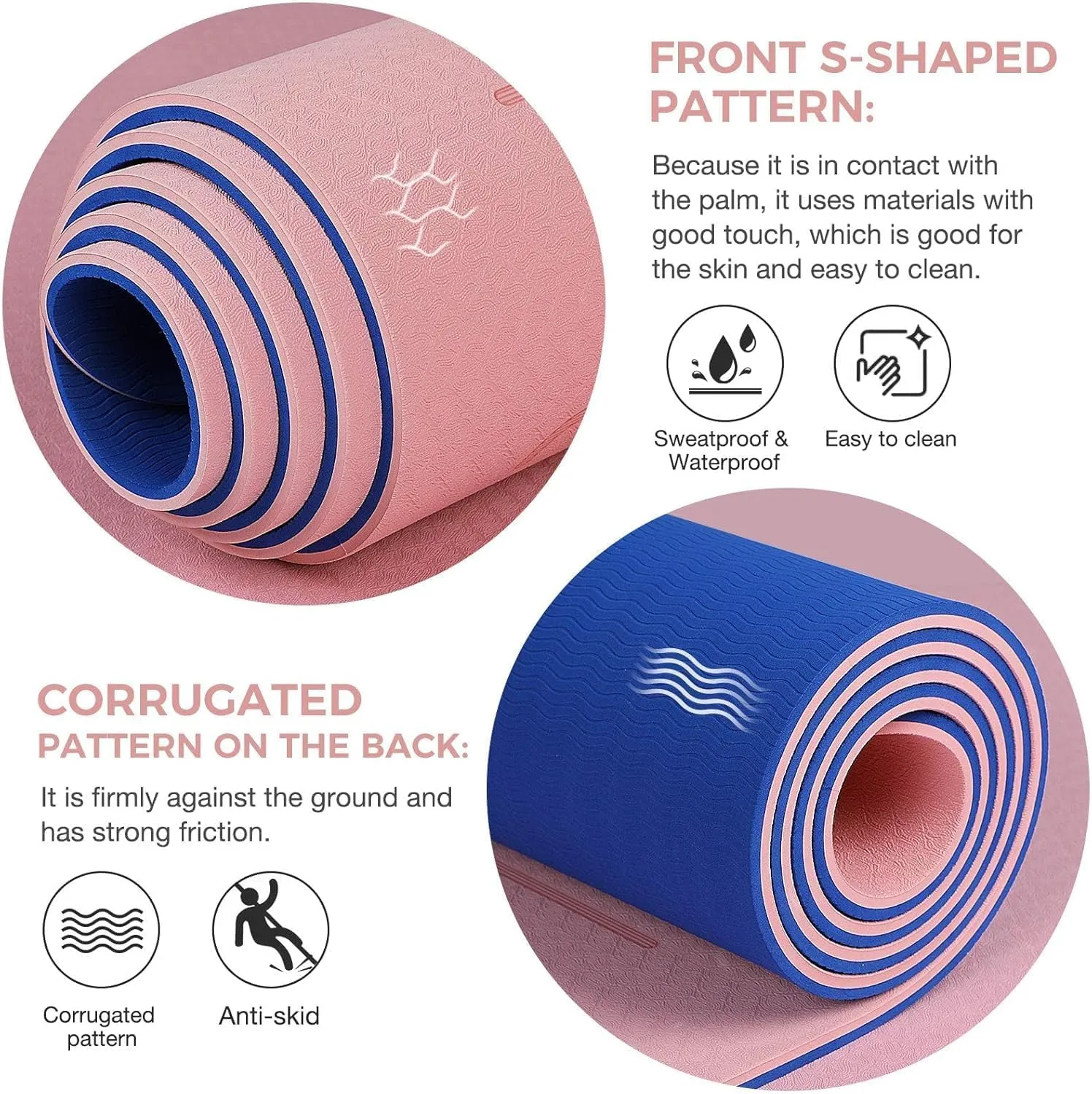 Yoga Mat Non Slip TPE Thick Yoga Mat with Alignment Mark, Large Size 72"L x 32"W x 0.32"Th or 0.24"Th, Anti-Tear Exercise & Fitness Mat for Yoga, Pilates & Floor Workouts