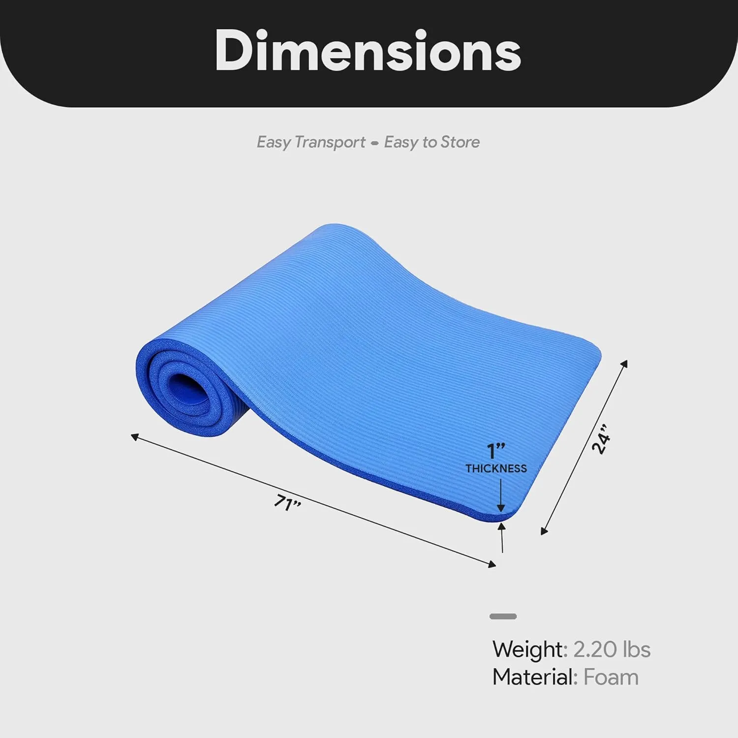 Yoga Mat, One-Inch Extra Thick High Density Exercise Mat, Anti-Tear Exercise Yoga Mat with Carrying Strap, Suitable for Various Yoga Exercises