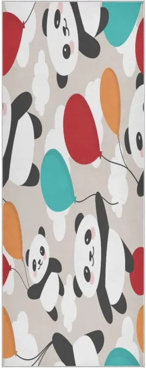 Yoga Towel Balloons and Pandas Hot Yoga Mat Towel with Grip Dots Sweat Absorbent Non-Slip for Hot Yoga, 24" x72",Soft Yoga Blankets with Travel Bag,Pilates and Workout