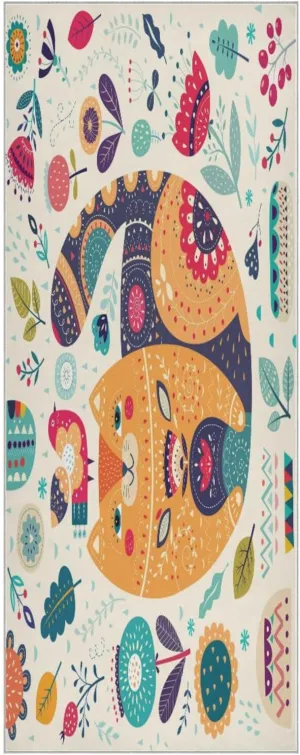 Yoga Towel Beautiful Cat Bird Hot Yoga Mat Towel with Grip Dots Sweat Absorbent Non-Slip for Hot Yoga, 24" x72",Soft Yoga Blankets with Travel Bag,Pilates and Workout
