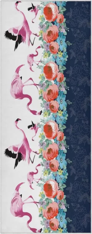 Yoga Towel Beautiful Flamingo Rose Flowers Hot Yoga Mat Towel with Grip Dots Sweat Absorbent Non-Slip for Hot Yoga, 24" x72",Soft Yoga Blankets with Travel Bag,Pilates and Workout