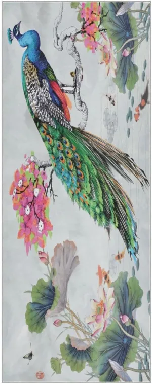 Yoga Towel Beautiful Peacock Hot Yoga Mat Towel with Grip Dots Sweat Absorbent Non-Slip for Hot Yoga, 24" x72",Soft Yoga Blankets with Travel Bag,Pilates and Workout