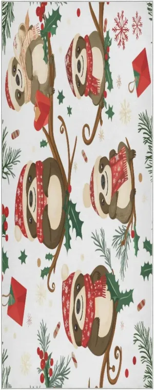 Yoga Towel Christmas Sloths on Branches Hot Yoga Mat Towel with Grip Dots Sweat Absorbent Non-Slip for Hot Yoga, 24" x72",Soft Yoga Blankets with Travel Bag,Pilates and Workout