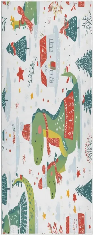 Yoga Towel Colorful Green Dinosaurs Hot Yoga Mat Towel with Grip Dots Sweat Absorbent Non-Slip for Hot Yoga, 24" x72",Soft Yoga Blankets with Travel Bag,Pilates and Workout