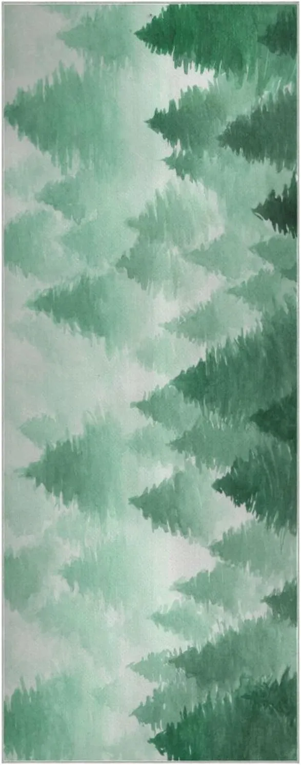 Yoga Towel Green Fog Forest Hot Yoga Mat Towel with Grip Dots Sweat Absorbent Non-Slip for Hot Yoga, 24" x72",Soft Yoga Blankets with Travel Bag,Pilates and Workout