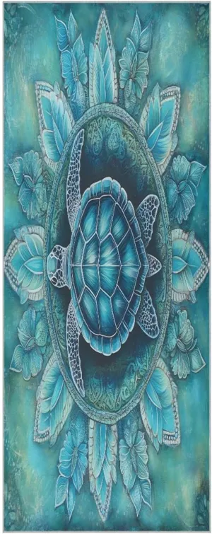Yoga Towel Mandala Blue Sea Turtle Hot Yoga Mat Towel with Grip Dots Sweat Absorbent Non-Slip for Hot Yoga, 24" x72",Soft Yoga Blankets with Travel Bag,Pilates and Workout