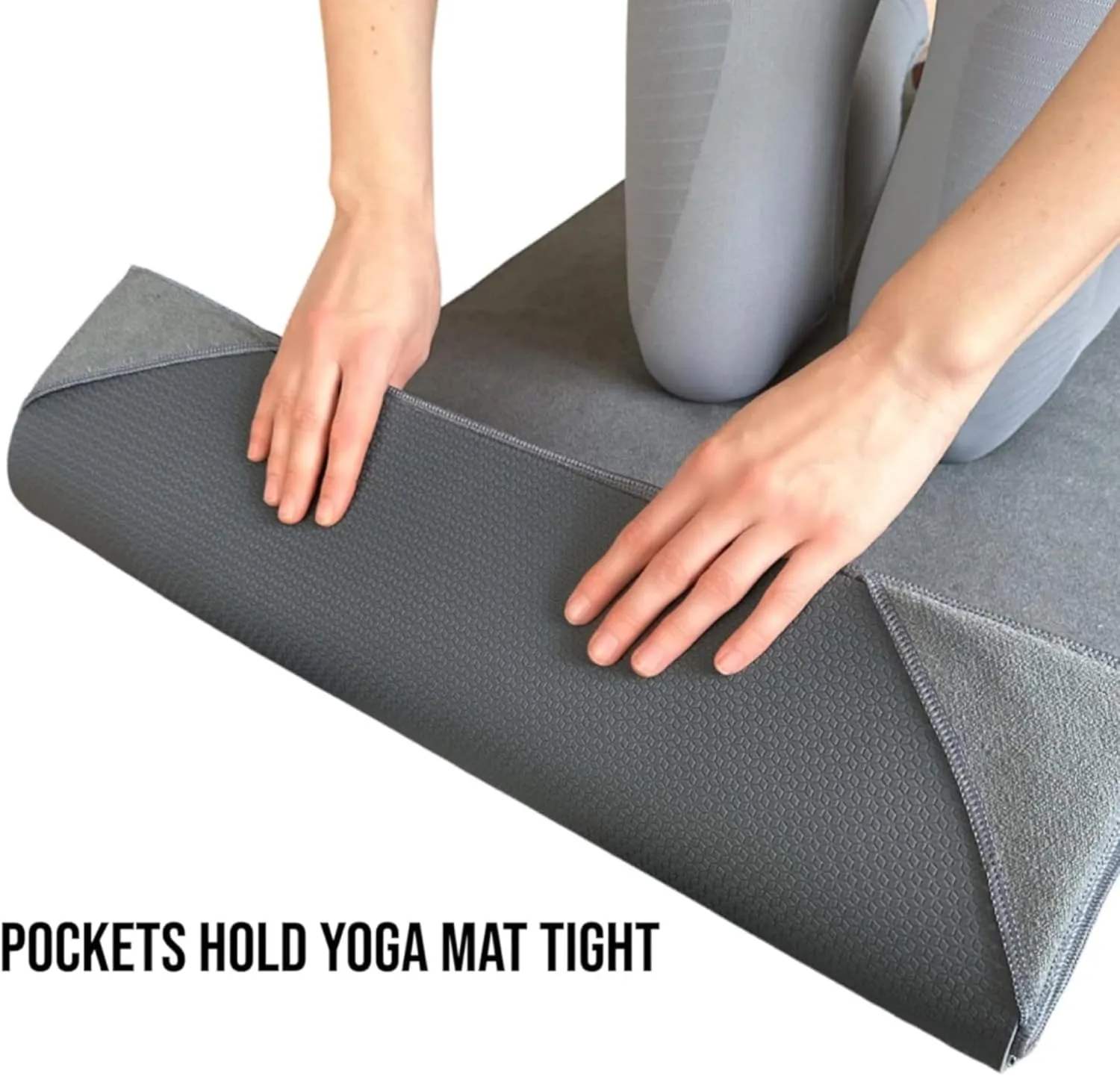 Yoga Towel, Non Slip Hot Yoga Mat Towel with Corner Pockets, 100% Microfiber, Mat-Sized 24" x 72", Sweat Absorbent, Perfect for Hot Yoga, Bikram, Pilates and Yoga Mats (Midnight Blue)