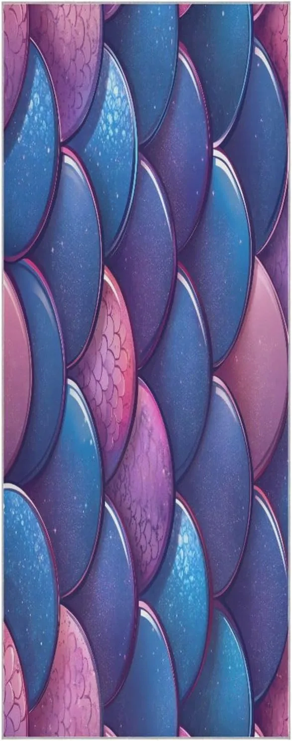 Yoga Towel Pink Fish Scales Hot Yoga Mat Towel with Grip Dots Sweat Absorbent Non-Slip for Hot Yoga, 24" x72",Soft Yoga Blankets with Travel Bag,Pilates and Workout