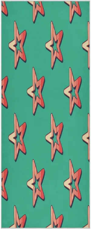 Yoga Towel Retro Stars Pattern Hot Yoga Mat Towel with Grip Dots Sweat Absorbent Non-Slip for Hot Yoga, 24" x72",Soft Yoga Blankets with Travel Bag,Pilates and Workout