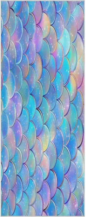 Yoga Towel Scales Shimmering Sparkl Hot Yoga Mat Towel with Grip Dots Sweat Absorbent Non-Slip for Hot Yoga, 24" x72",Soft Yoga Blankets with Travel Bag,Pilates and Workout