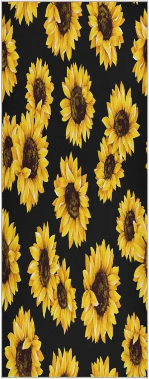 Yoga Towel Sunflowers Hot Yoga Mat Towel with Grip Dots Sweat Absorbent Non-Slip for Hot Yoga, 24" x72",Soft Yoga Blankets with Travel Bag,Pilates and Workout