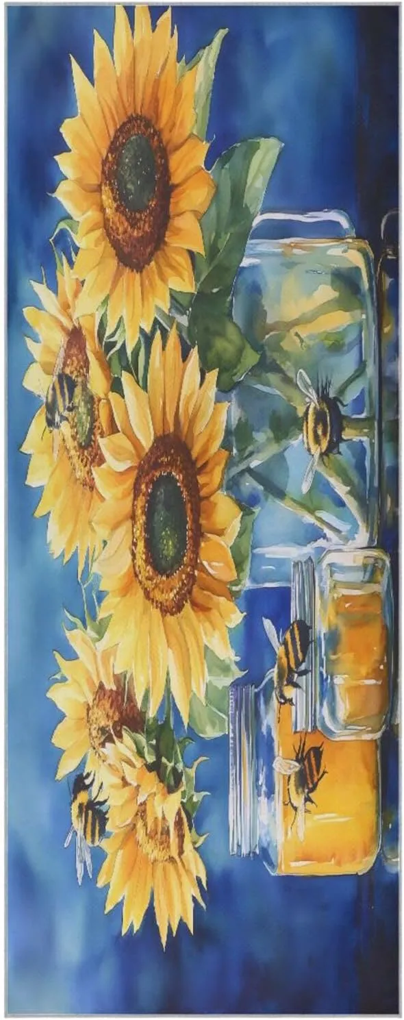 Yoga Towel Sunflowers in Glass Hot Yoga Mat Towel with Grip Dots Sweat Absorbent Non-Slip for Hot Yoga, 24" x72",Soft Yoga Blankets with Travel Bag,Pilates and Workout