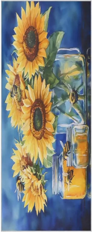 Yoga Towel Sunflowers in Glass Hot Yoga Mat Towel with Grip Dots Sweat Absorbent Non-Slip for Hot Yoga, 24" x72",Soft Yoga Blankets with Travel Bag,Pilates and Workout