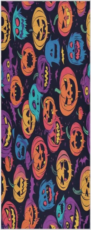 Yoga Towel Terrifying Pumpkin with Eyes Hot Yoga Mat Towel with Grip Dots Sweat Absorbent Non-Slip for Hot Yoga, 24" x72",Soft Yoga Blankets with Travel Bag,Pilates and Workout