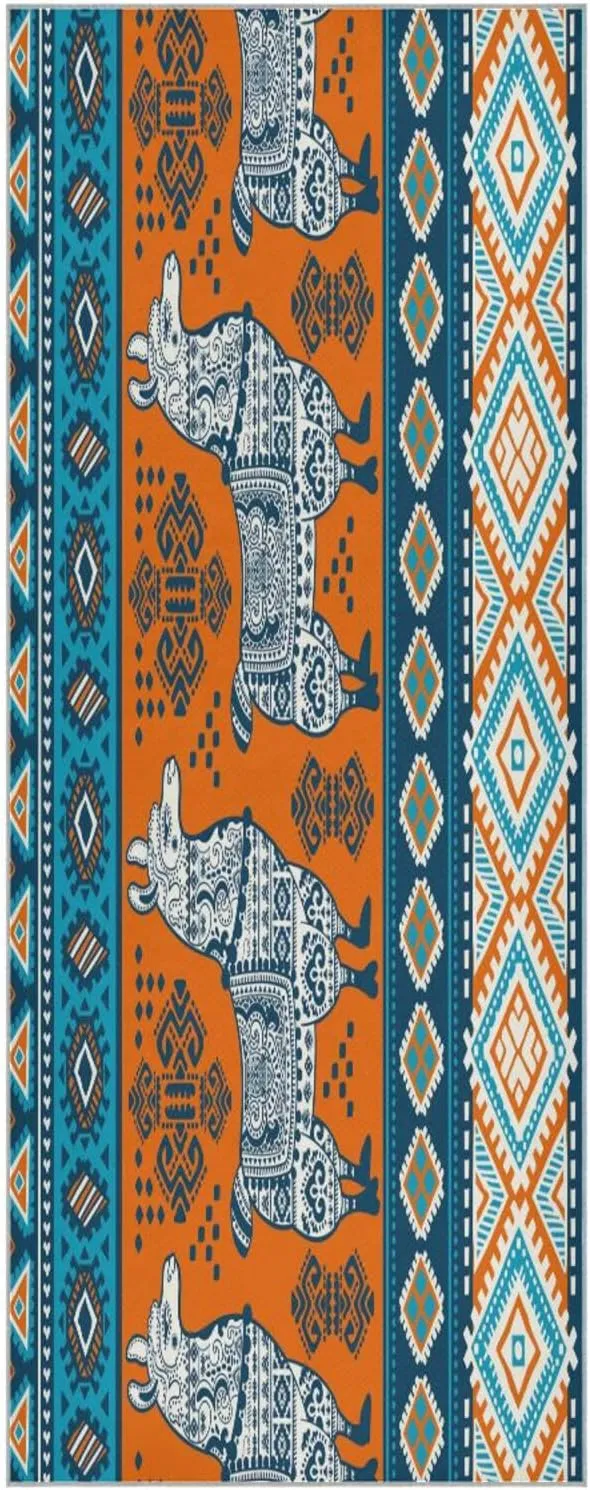 Yoga Towel Tribal Llama Alpaca Hot Yoga Mat Towel with Grip Dots Sweat Absorbent Non-Slip for Hot Yoga, 24" x72",Soft Yoga Blankets with Travel Bag,Pilates and Workout