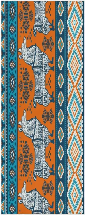 Yoga Towel Tribal Llama Alpaca Hot Yoga Mat Towel with Grip Dots Sweat Absorbent Non-Slip for Hot Yoga, 24" x72",Soft Yoga Blankets with Travel Bag,Pilates and Workout