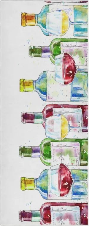 Yoga Towel Watercolor Red Wine Bottle Hot Yoga Mat Towel with Grip Dots Sweat Absorbent Non-Slip for Hot Yoga, 24" x72",Soft Yoga Blankets with Travel Bag,Pilates and Workout