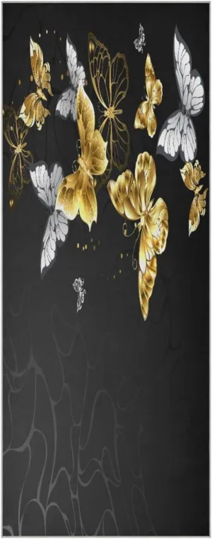 Yoga Towel White Butterflies Hot Yoga Mat Towel with Grip Dots Sweat Absorbent Non-Slip for Hot Yoga, 24" x72",Soft Yoga Blankets with Travel Bag,Pilates and Workout