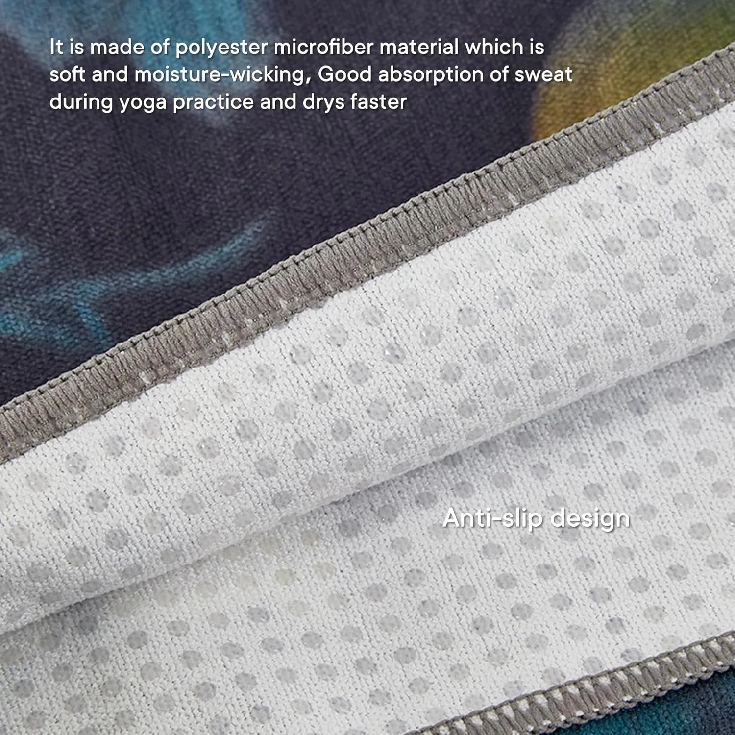 Yoga Towels, Non Slip Hot Yoga Mat Towel with Grip Dots,Super-Absorbent Soft Microfiber Yoga Blanket for Pilates, Fitness and Workout 72inch x 24inch