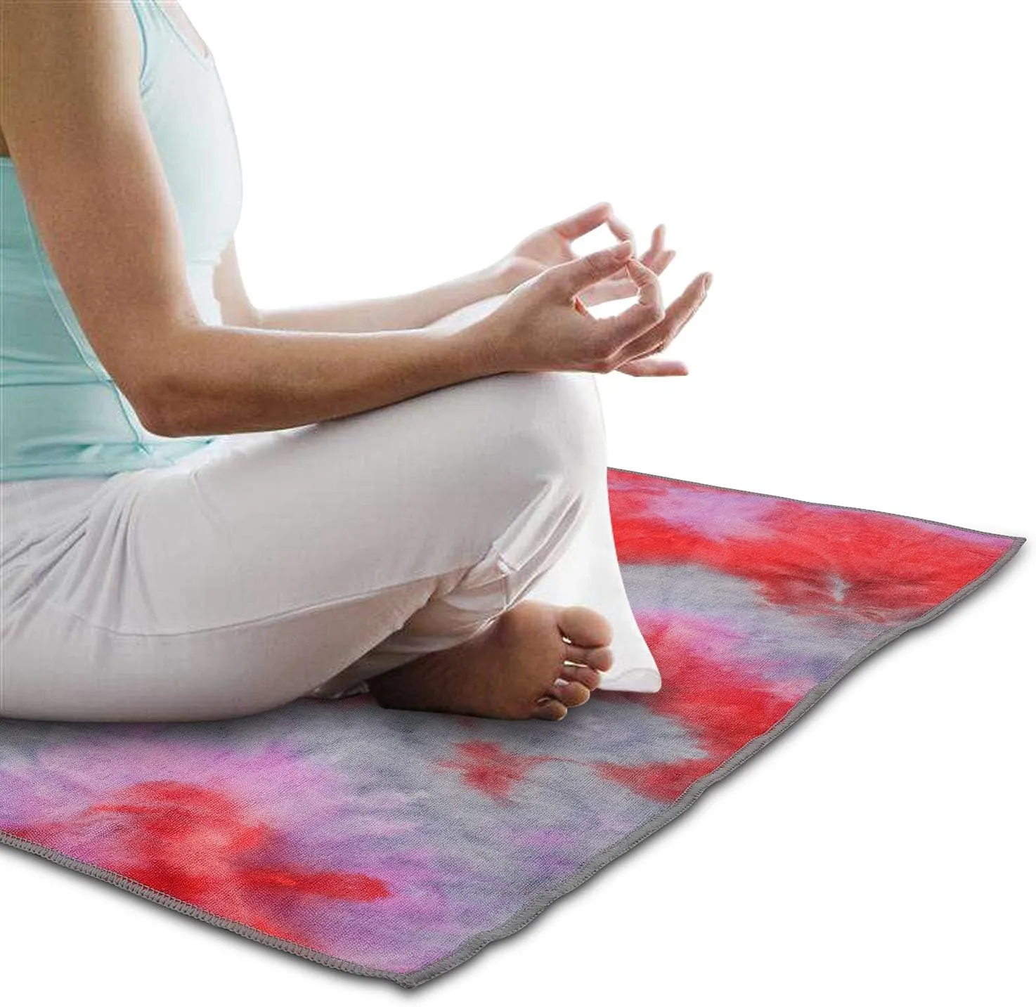 Yoga Towels , Non Slip Hot Yoga Towel Skidless Waffle Texture, 100% Absorbent Odorless Microfiber Yoga Blanket, Standard Sized 24 inchx72 inch Mat Towel (Pink & Red)1