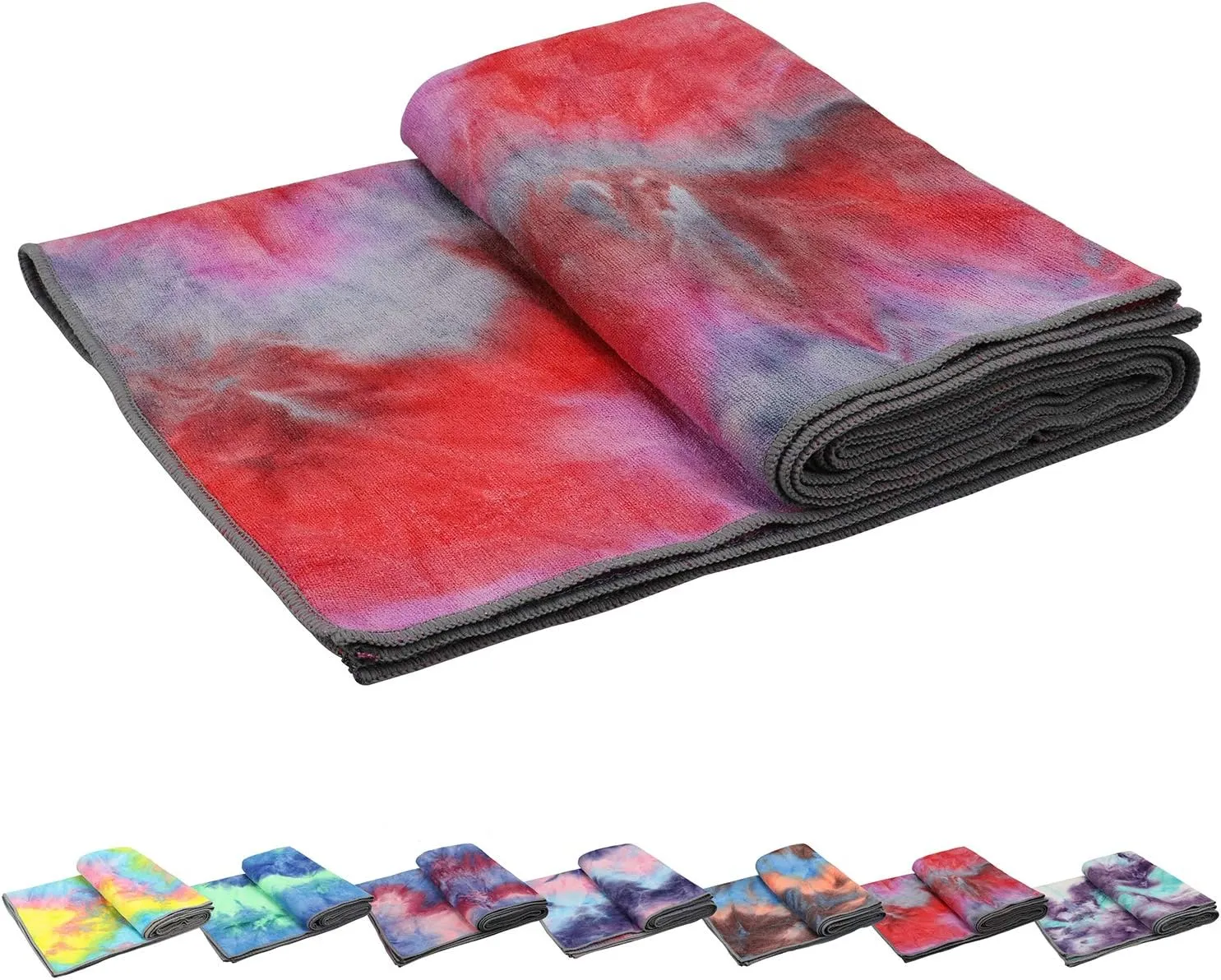 Yoga Towels , Non Slip Hot Yoga Towel Skidless Waffle Texture, 100% Absorbent Odorless Microfiber Yoga Blanket, Standard Sized 24 inchx72 inch Mat Towel (Pink & Red)1