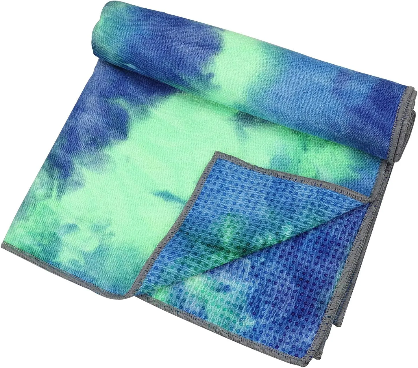 Yoga Towels , Non Slip Hot Yoga Towel Skidless Waffle Texture, 100% Absorbent Odorless Microfiber Yoga Blanket, Standard Sized 24 inchx72 inch Mat Towel,for Hot Yoga, Bikram, Pilates (Bule & Green)…1