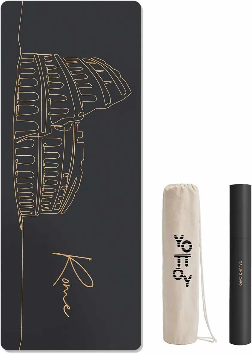 YOTTOY City Landmark Yoga Mat,72"x26"x6mm Hot Yoga Mat with coconut Anti-Tear Design and Friendly Natural Rubber Yoga Mat with Strap and Bag