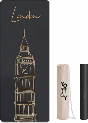YOTTOY City Landmark Yoga Mat,72"x26"x6mm Hot Yoga Mat with coconut Anti-Tear Design and Friendly Natural Rubber Yoga Mat with Strap and Bag