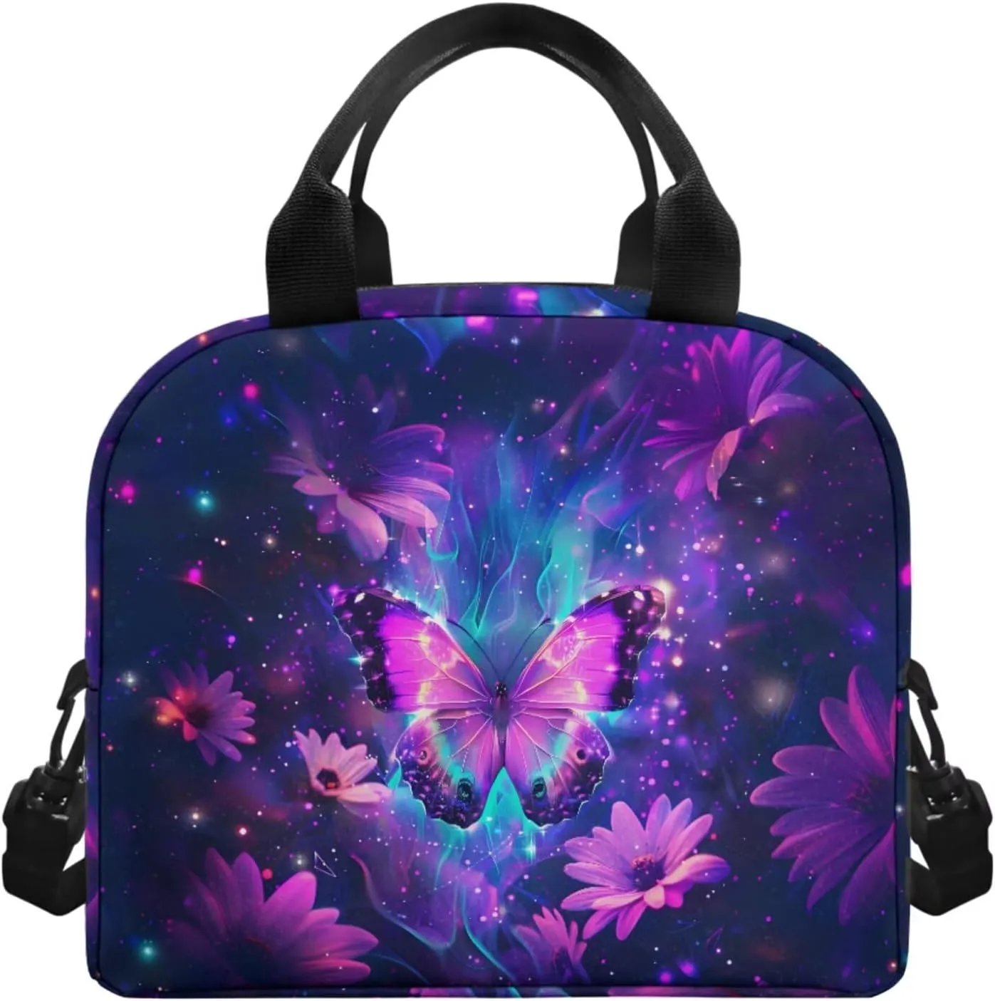 Ystardream 4 In 1 Bright Butterfly Backpack with Lunch Box Elementary School Bags for Girls 7-10 Middle High School Book Bag with Pencil Case Little Kids Primary Daypack Satchel Rucksack,Wear Ristance