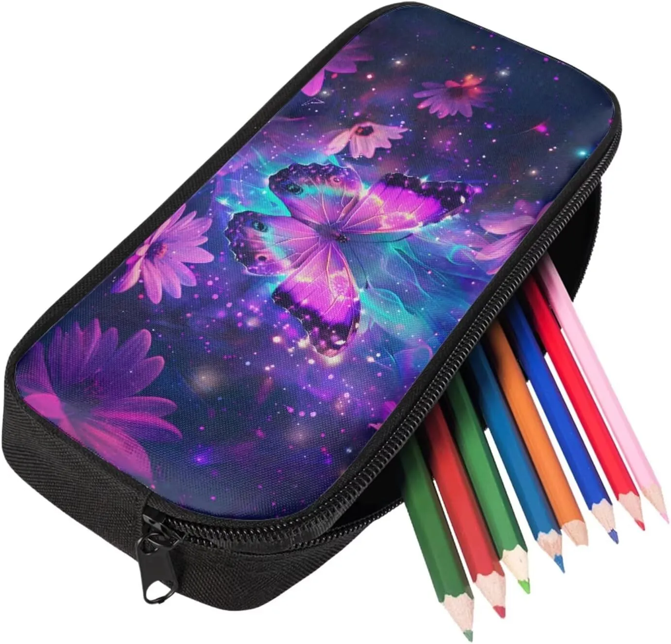 Ystardream 4 In 1 Bright Butterfly Backpack with Lunch Box Elementary School Bags for Girls 7-10 Middle High School Book Bag with Pencil Case Little Kids Primary Daypack Satchel Rucksack,Wear Ristance