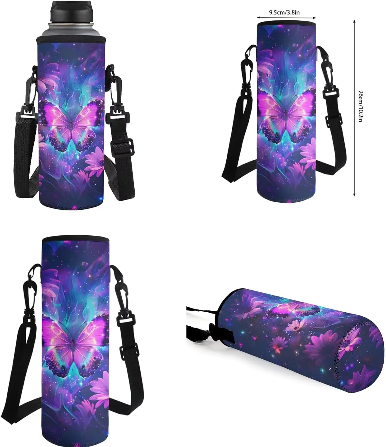 Ystardream 4 In 1 Bright Butterfly Backpack with Lunch Box Elementary School Bags for Girls 7-10 Middle High School Book Bag with Pencil Case Little Kids Primary Daypack Satchel Rucksack,Wear Ristance