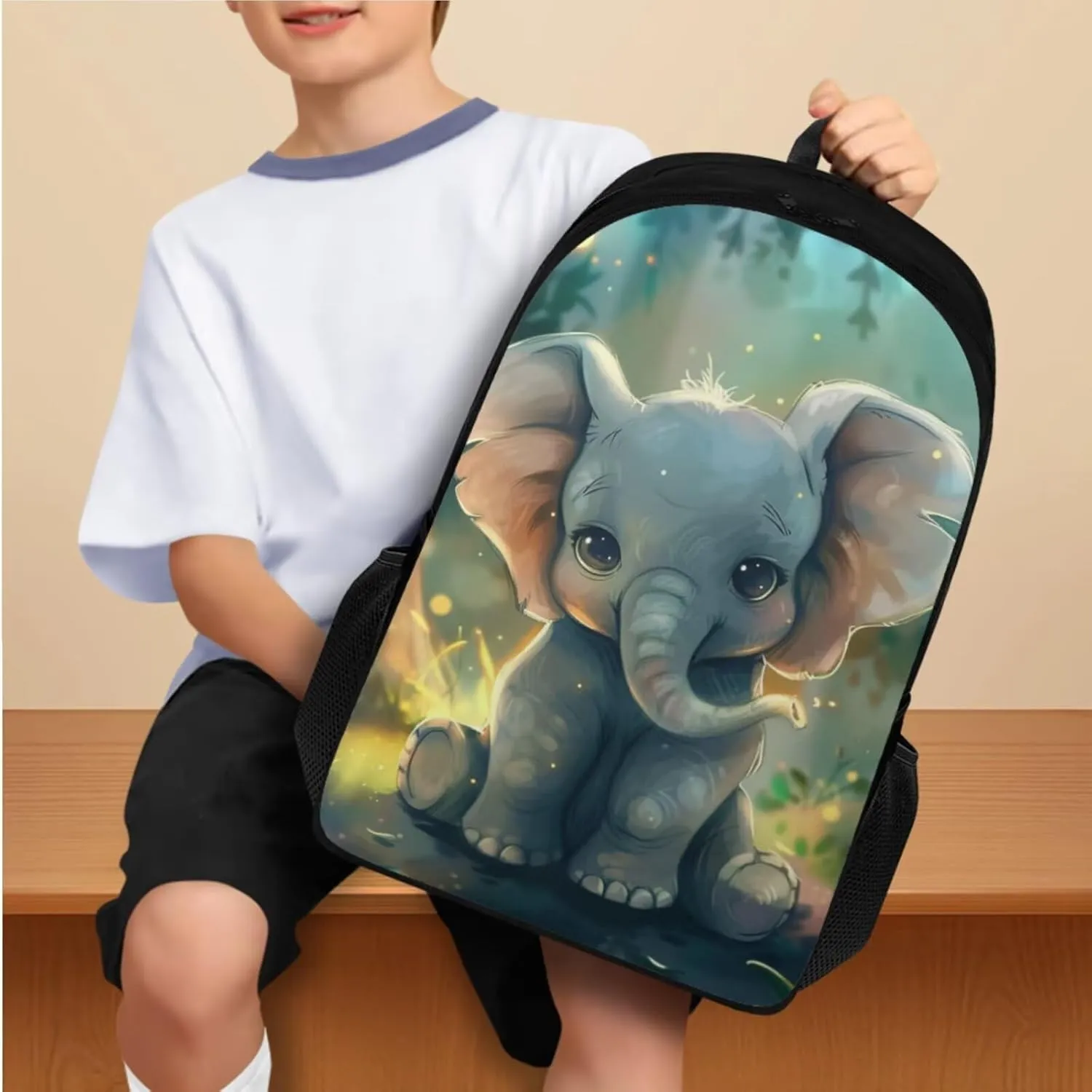Ystardream Baby Elephant Backpack for School Girls Bookbag With Lunch Box 4 Piece Backpack Set for Teens Children Elementary Middle School Student,Waterproof Bookbags for Camping & Travel Use