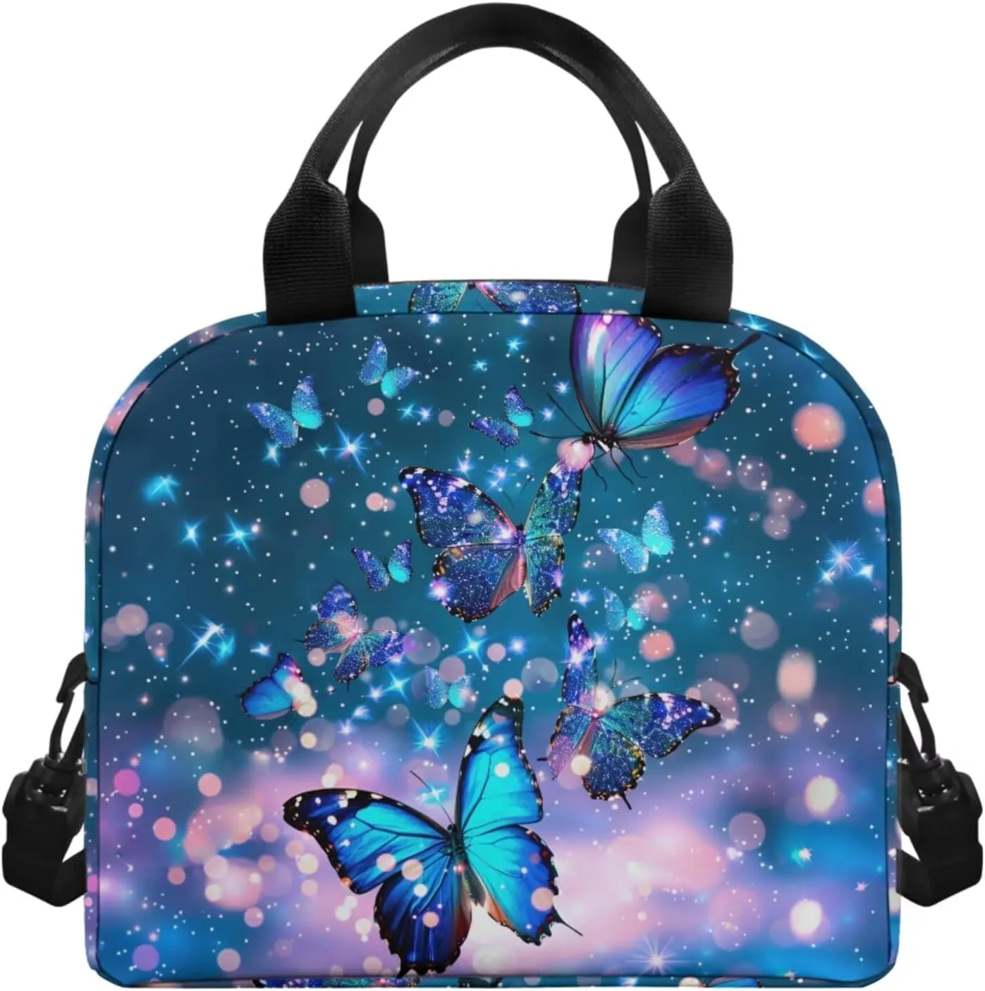 Ystardream Kids Backpack and Lunch Box Set Blue Butterfly 6Th Grade Backpack for Girls Multiple Pockets Bookbags with Pencil Case Water Bottle Sleeve for Children Teens Back to School Gift