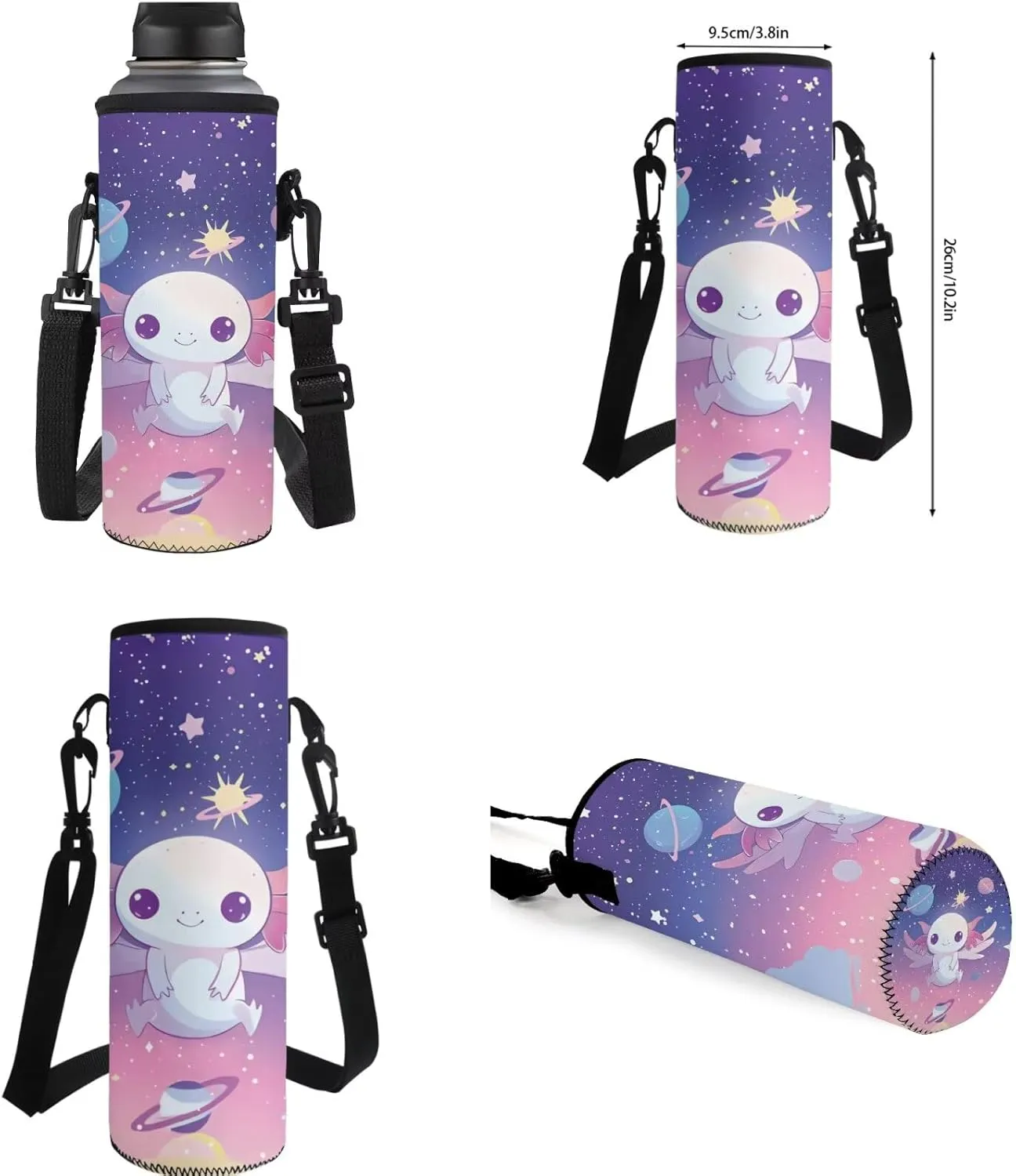 Ystardream Starry Sky Axolotl Middle School Backpack for Boys 17 Inch Cute School Bag with Lunch Bag Set Elementary Back to School Supplies with Pencil Case & Water Bottle Sleeve 4 in 1Set