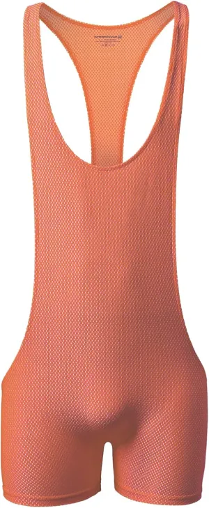 YUFEIDA Men's Athletic Supporters Mesh Breathable Bodysuit Wrestling Leotard Stretchy Base Layers Boxer Singlet