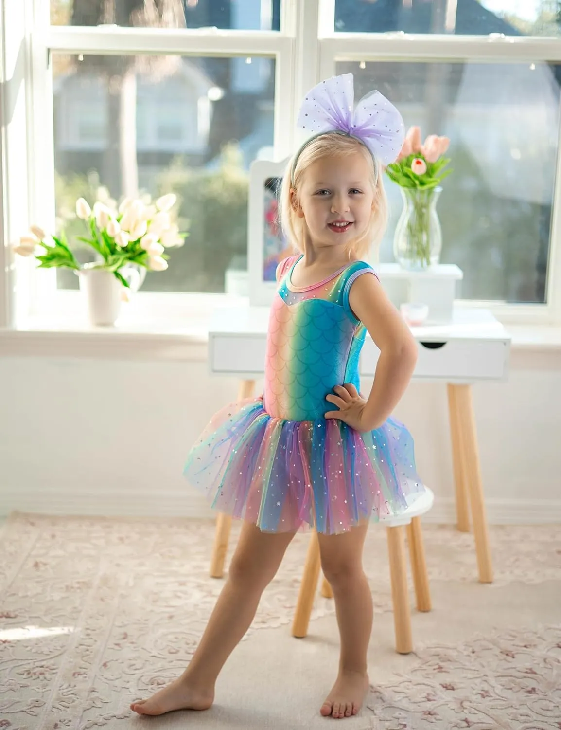 Zaclotre Girls Ballet Leotards Sparkly Sleevesless Mesh Dance Dress Tutu Ballerina Costume for Kids