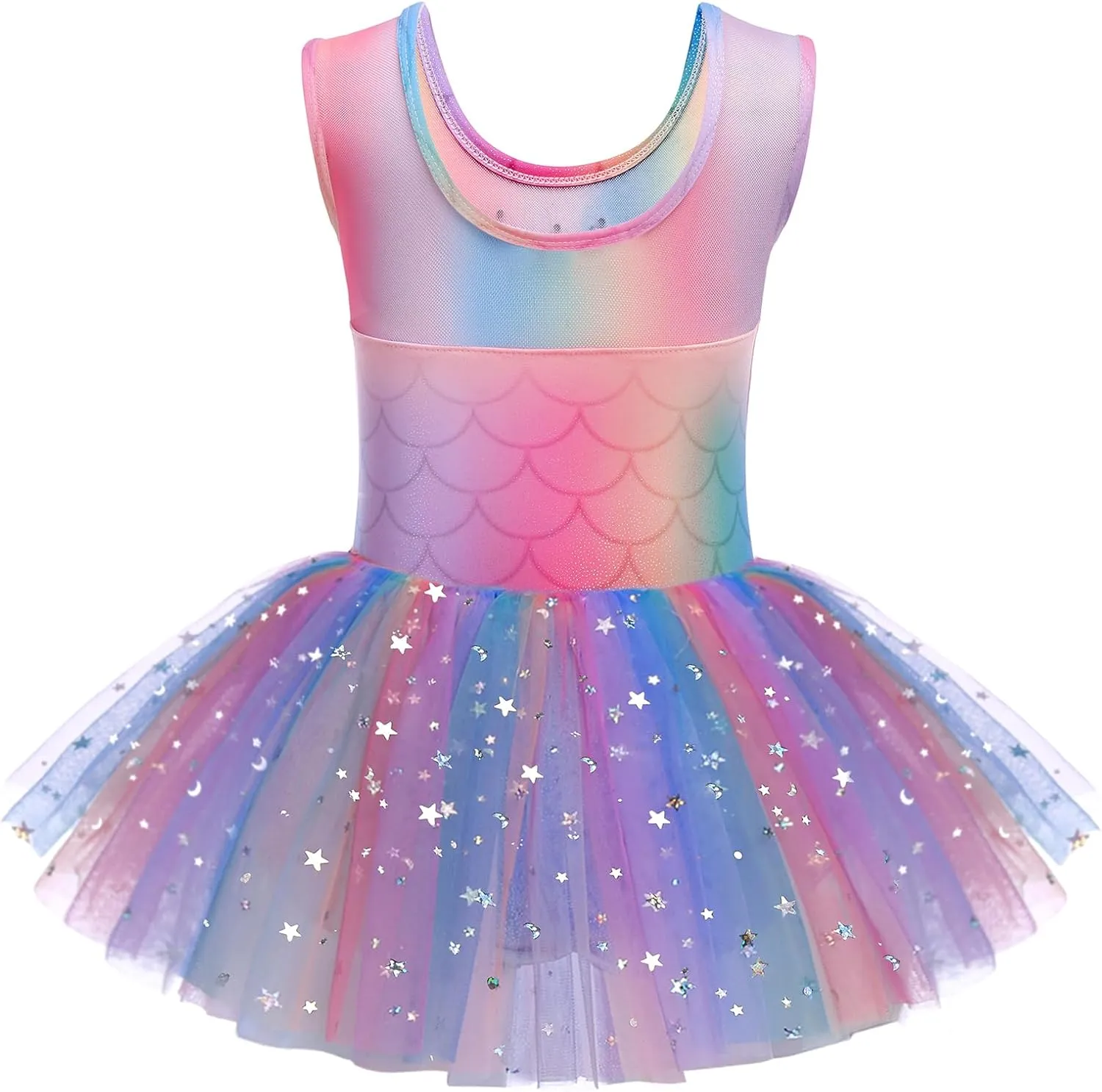 Zaclotre Girls Ballet Leotards Sparkly Sleevesless Mesh Dance Dress Tutu Ballerina Costume for Kids