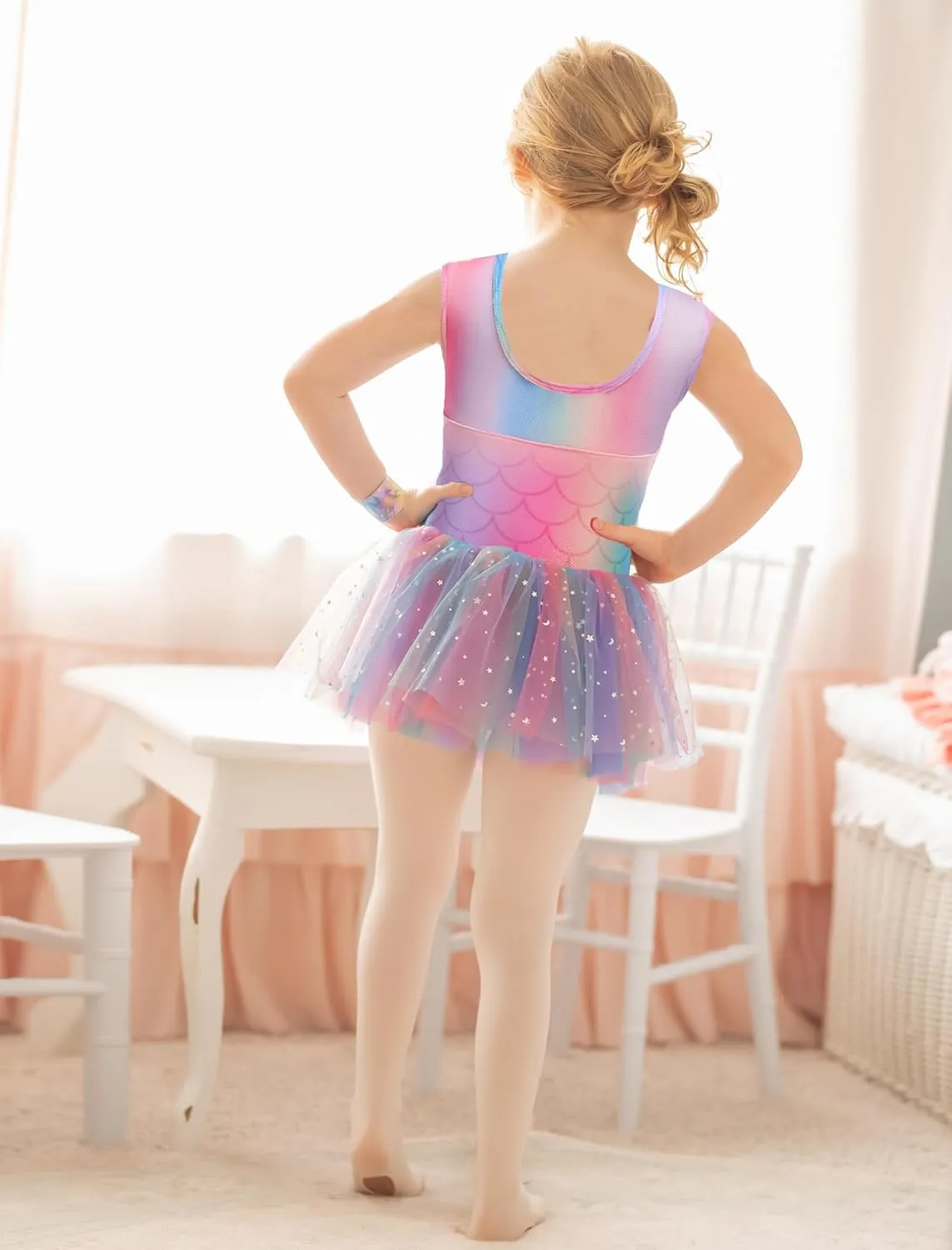 Zaclotre Girls Ballet Leotards Sparkly Sleevesless Mesh Dance Dress Tutu Ballerina Costume for Kids