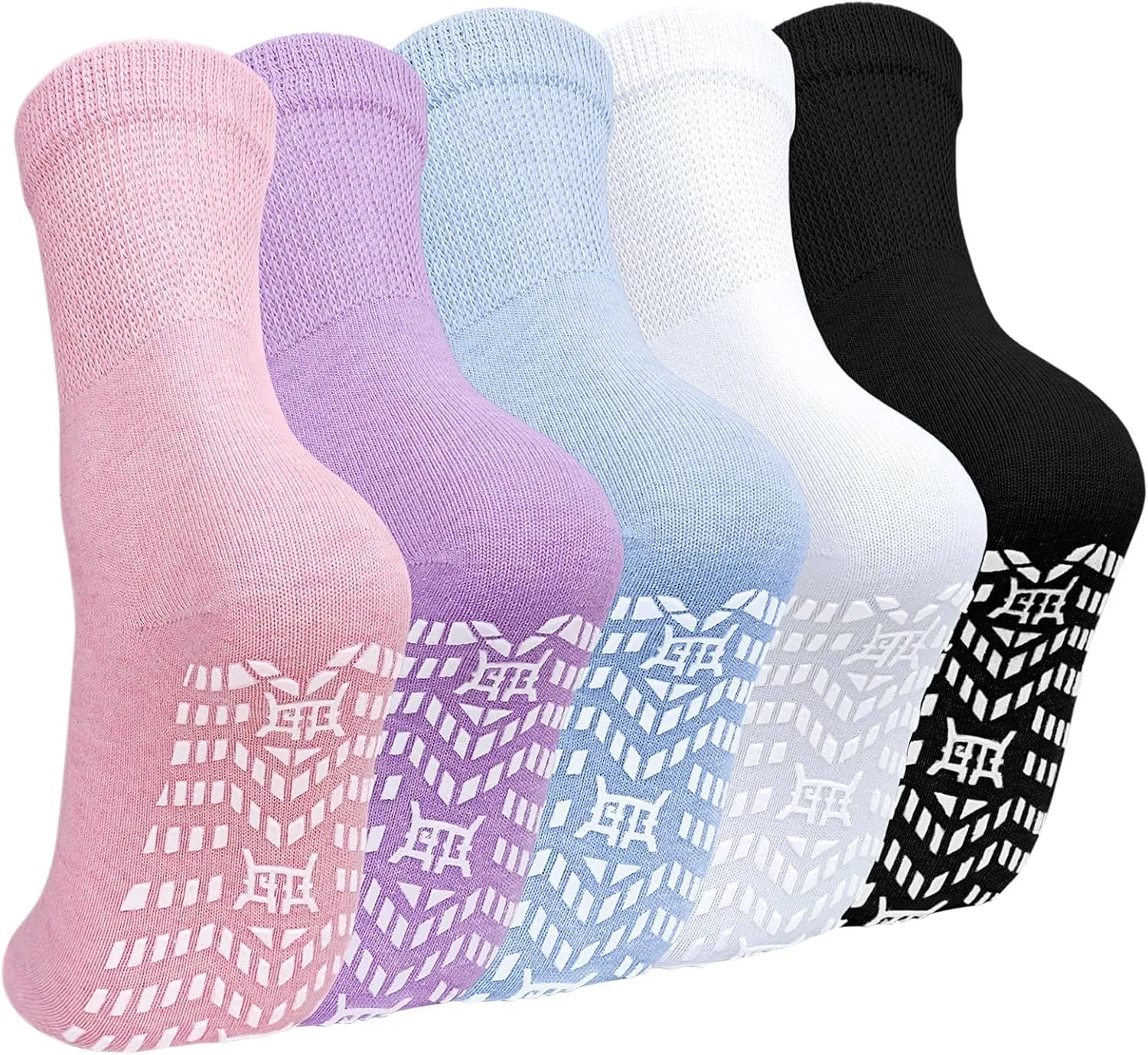 ZAKASA Non-Slip Grip Socks for Women: Anti-Skid Grippy Gripper Socks for Yoga Pilates Hospital Elderly Pregnancy 5 Pairs