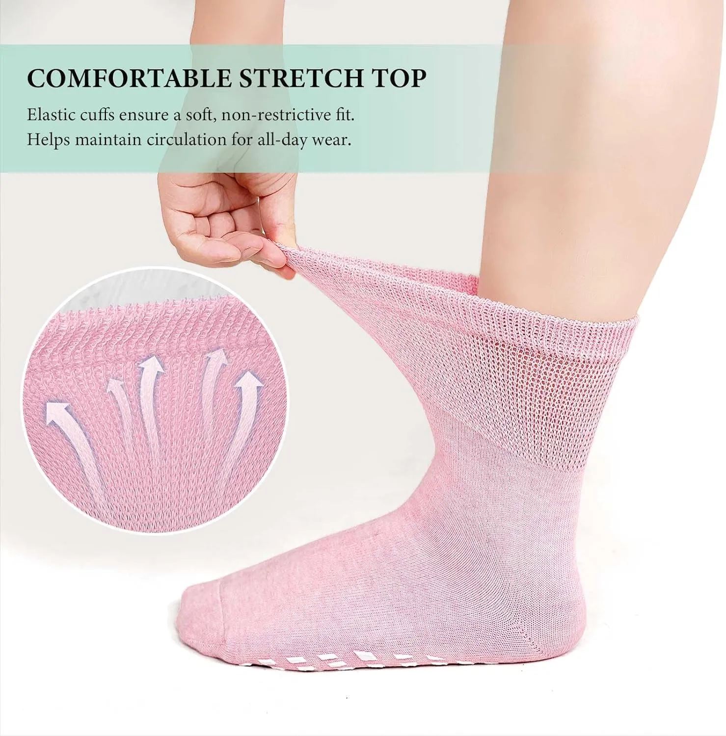 ZAKASA Non-Slip Grip Socks for Women: Anti-Skid Grippy Gripper Socks for Yoga Pilates Hospital Elderly Pregnancy 5 Pairs