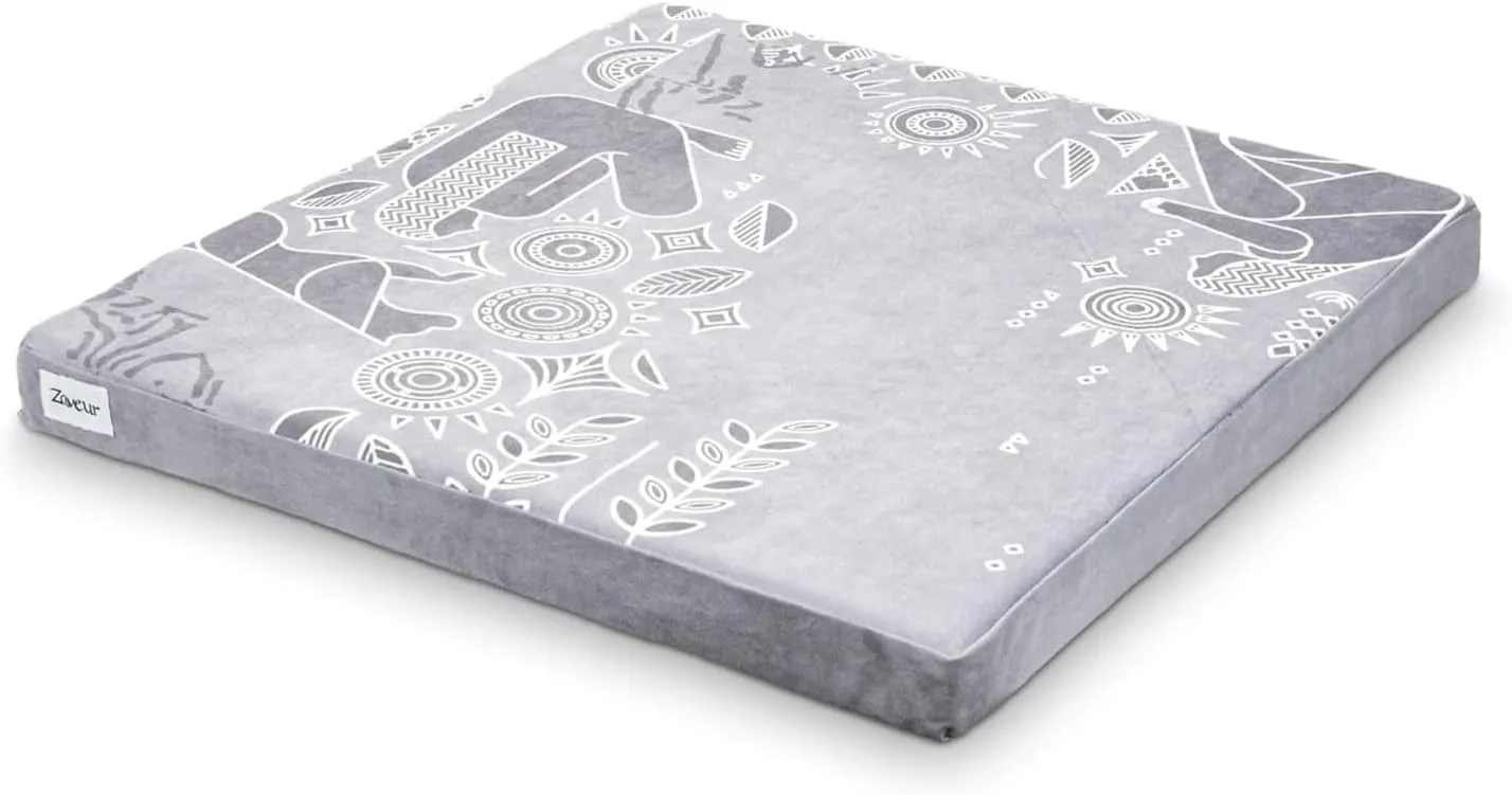 Zaveur Royal Court Meditation Mat With Velvet Cover - 24" x 24" Square Zabuton Thick Yoga Mat - Non Slip Exercise Mat for Home Workout - Thick Foam Exercise Floor Mat for Zafu or Bench