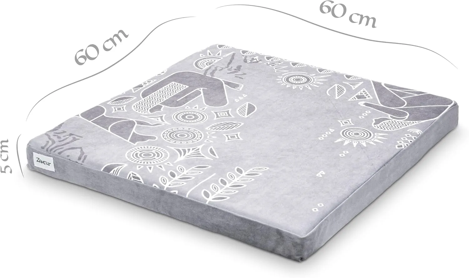 Zaveur Royal Court Meditation Mat With Velvet Cover - 24" x 24" Square Zabuton Thick Yoga Mat - Non Slip Exercise Mat for Home Workout - Thick Foam Exercise Floor Mat for Zafu or Bench