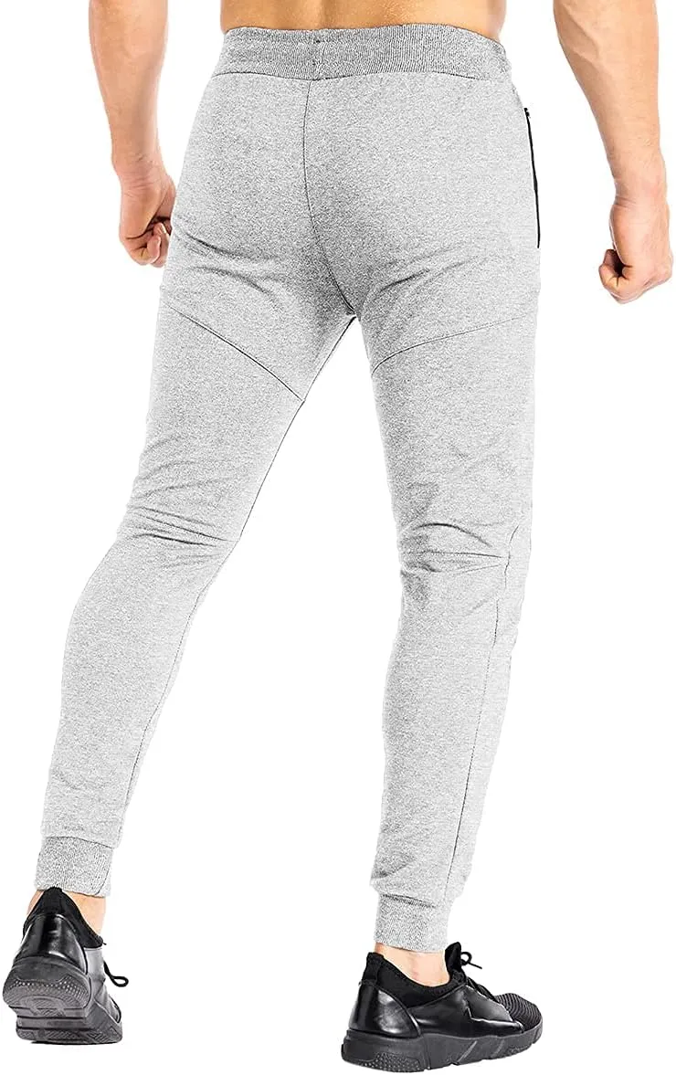 ZENWILL Mens Tapered Workout Running Pants,Gym Jogger Training Sweatpants Slim Fit with Zip Pockets
