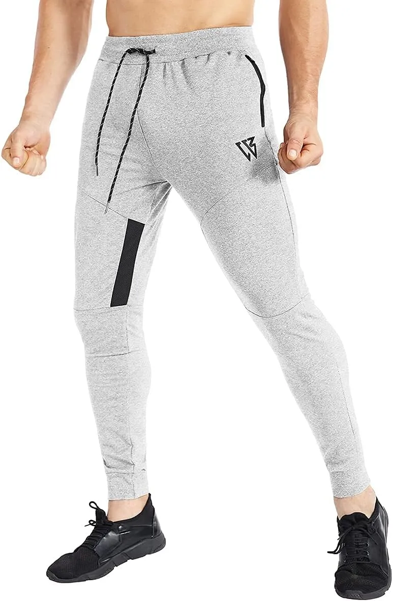 ZENWILL Mens Tapered Workout Running Pants,Gym Jogger Training Sweatpants Slim Fit with Zip Pockets