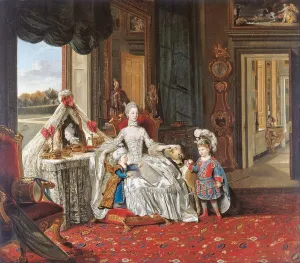 ZhiChengHflBM Famous Painting Canvas Painting for Wall Canvas Painting Artwork Queen Charlotte with Her Two Eldest Sons by Johan Zoffany Abstract Art Painting for Home Decor 60x90cm