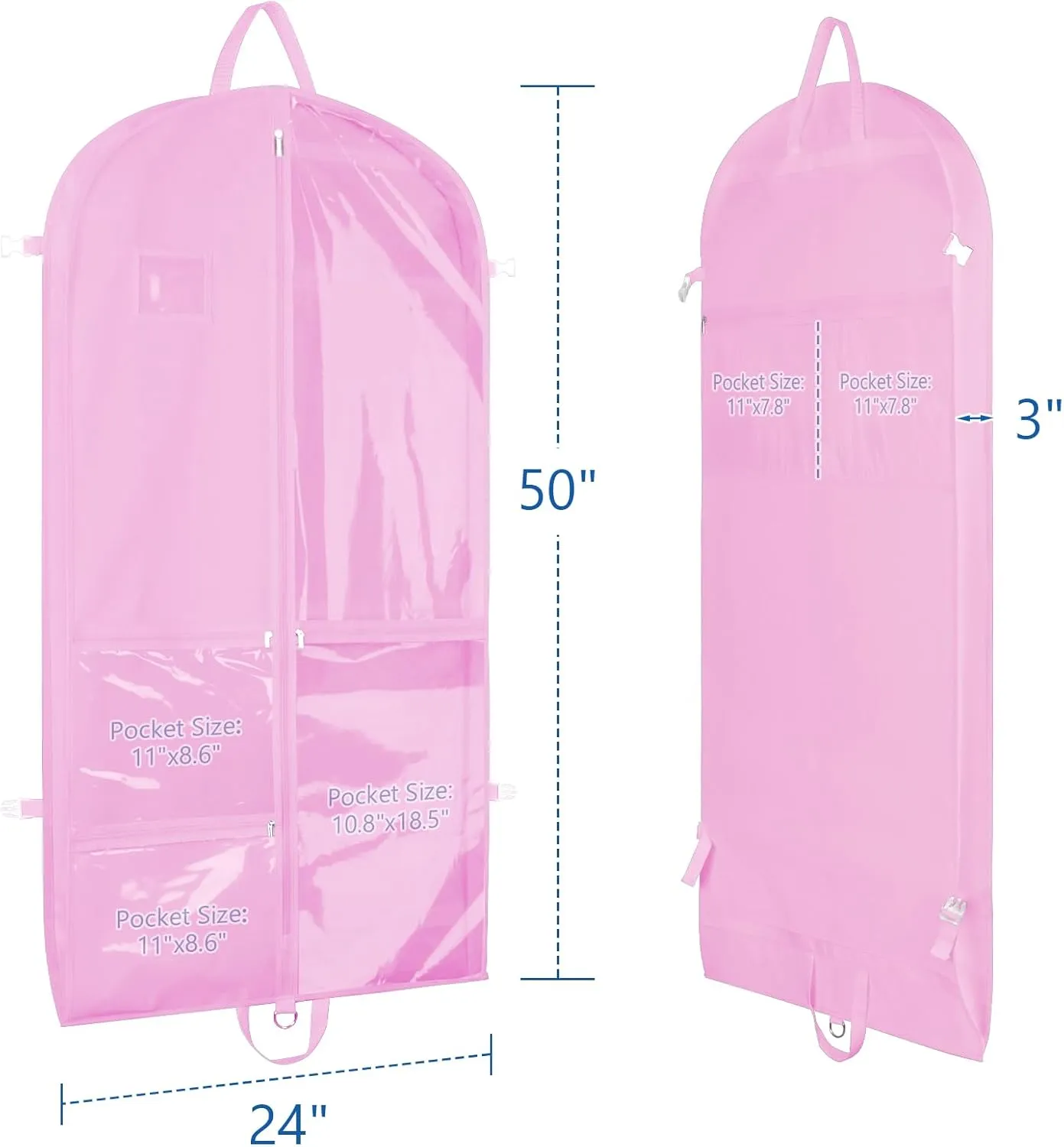 Zilink Clear Dance Costume Garment Bag for Teen Girls Breathable Dance Bags for Dancers and Teenagers with 5 Clear Zipper Pockets for Dance Competition Theatre Cheer Closet Storage