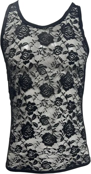 ZUYPSK Mens Sissy Lace Mesh Sheer Tank Tops Summer Gym Sports Slim Fitted Sleeveless Muscle Shirt Sportwear