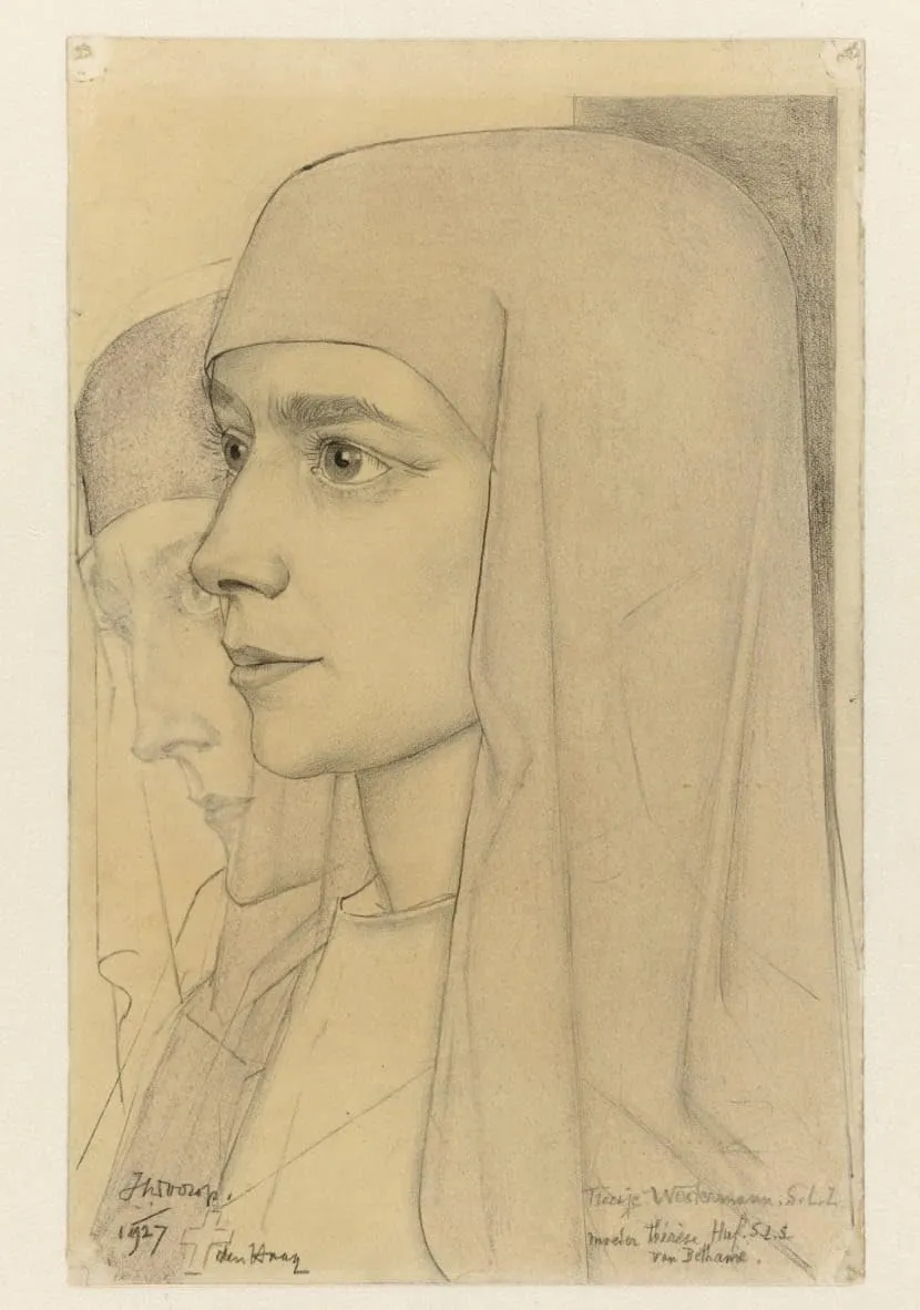 ZVLYVHSK Famous Painting Photo Painting Prints Artwork Pictures Portrait of Treesje Westermann Mother Thérèse Huf of Bethany by Jan Toorop Pictures Printed for Office Decor 60x90cm