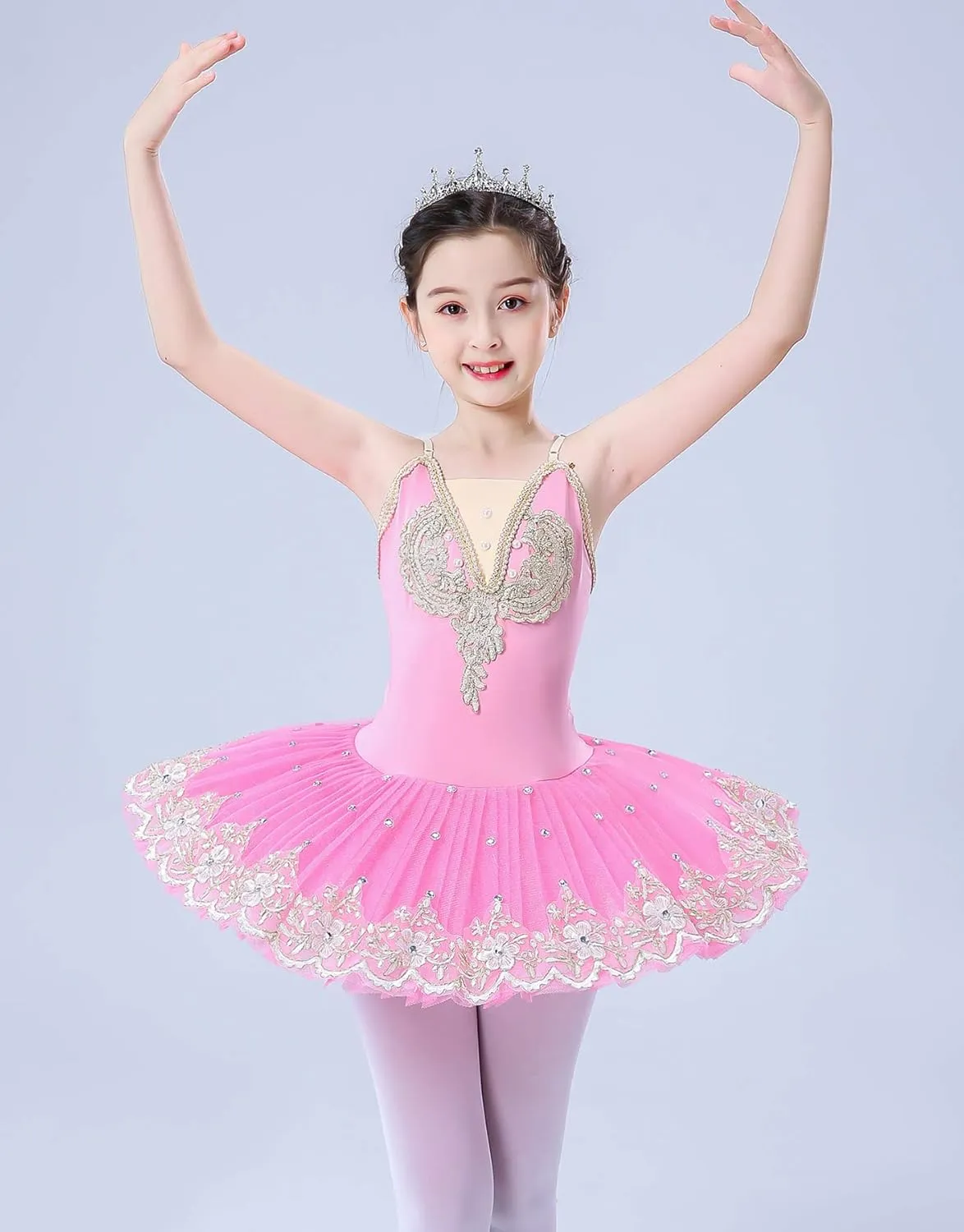 ZX Girls Camisole Skirted Leotard Ballet Dress Sparkle Lace Swan Lake Tutu Ballerina Costumes for Competition 4-13Y